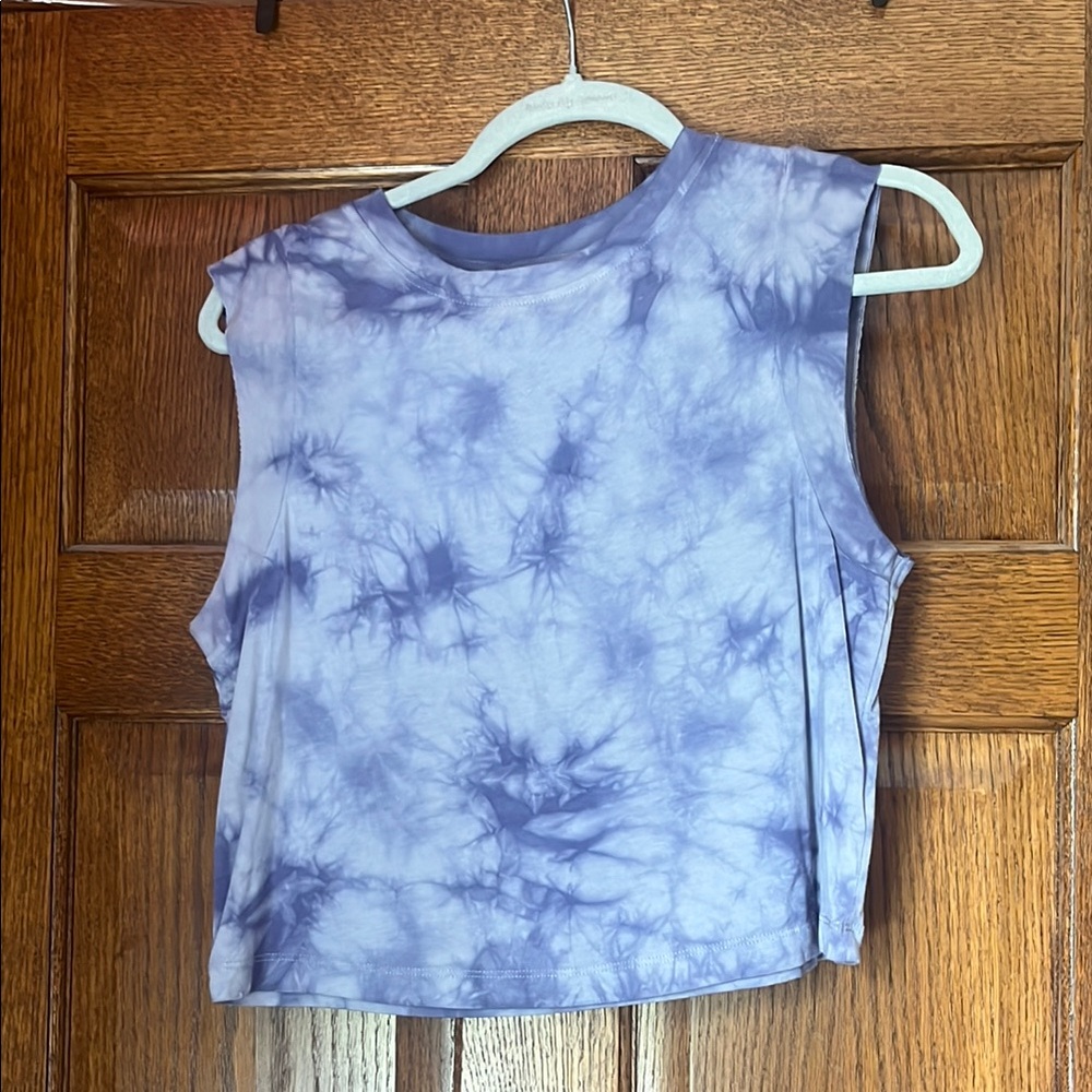 JoyLab Purple and White Sleeveless Crop Muscle Tee